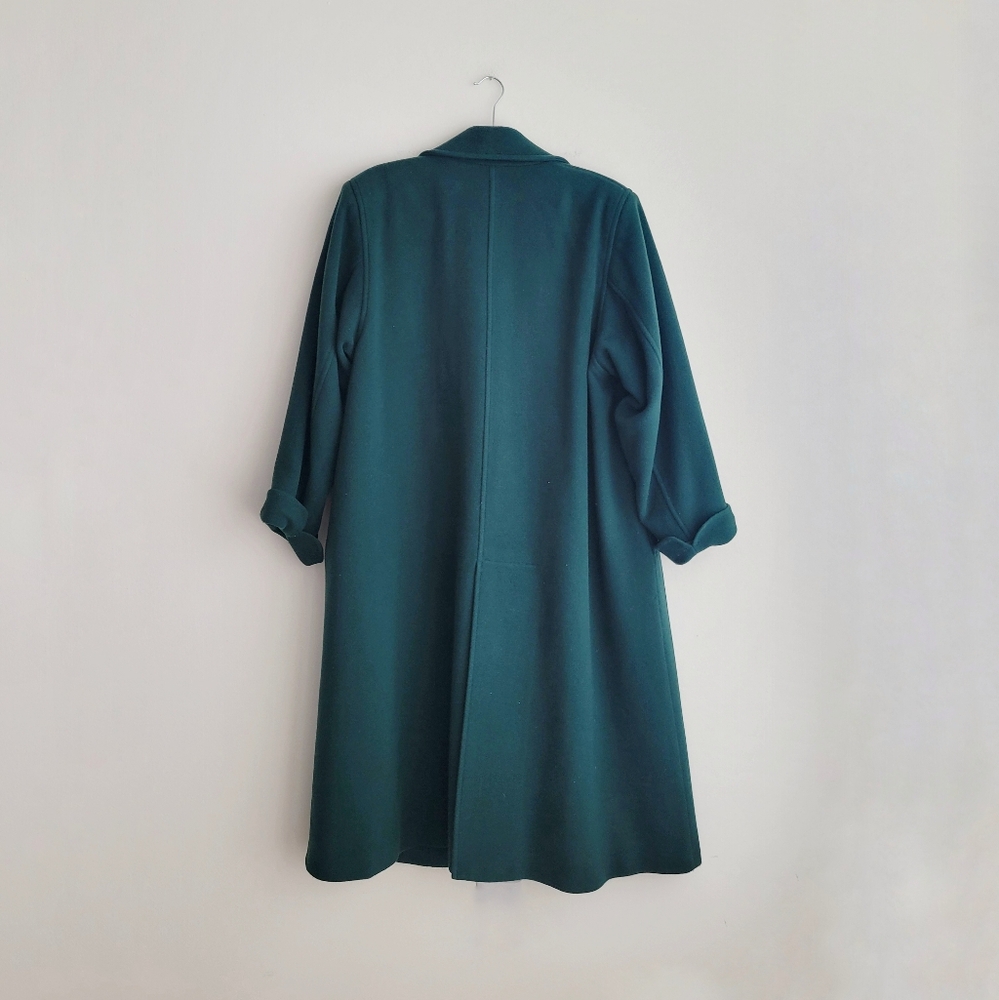 LES COPAINS Vintage Elegant Emeral Green Cashmere Wool Blend Full Length Coat - Picture 8 of 8